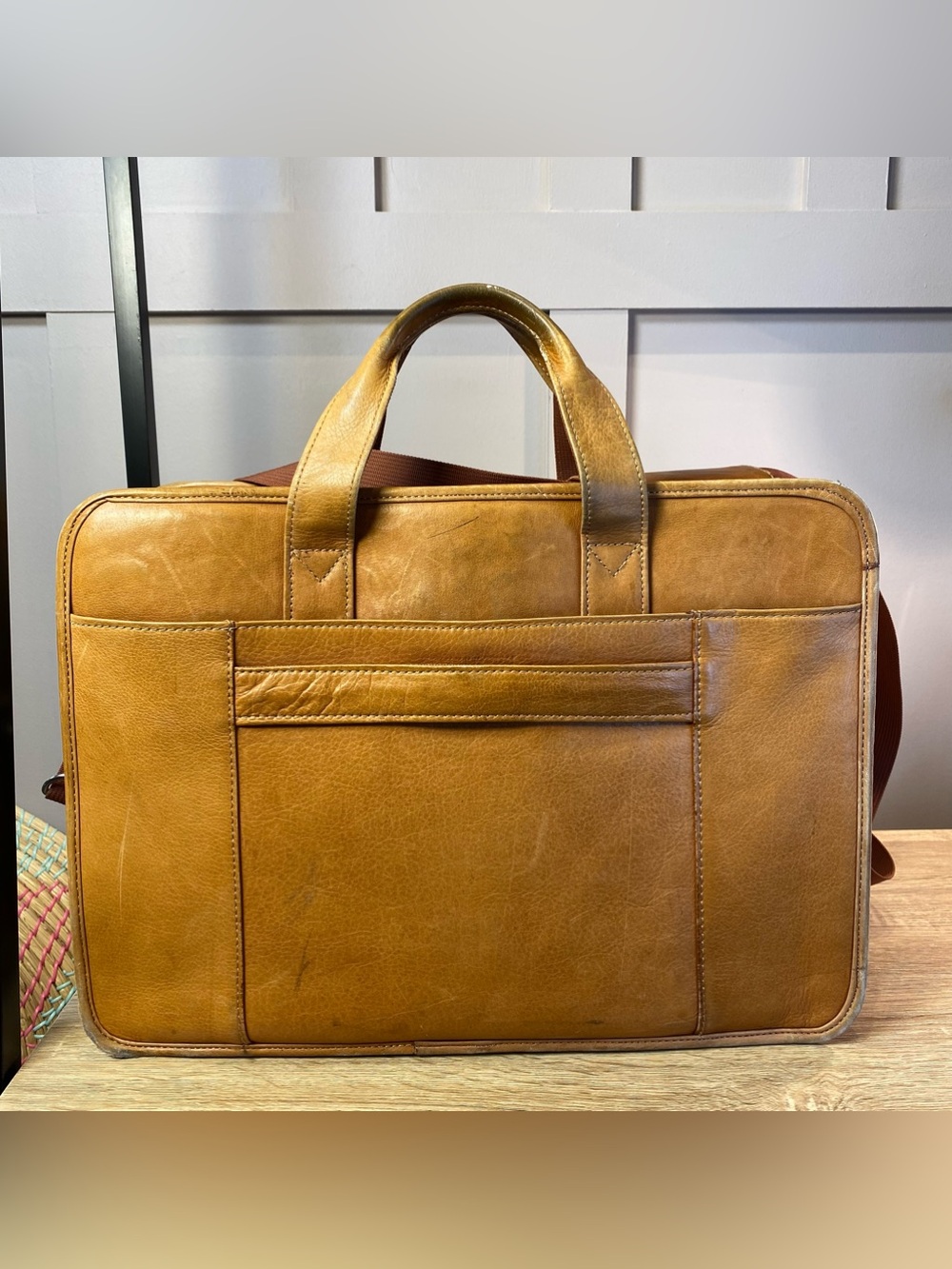 Wilsons Tan Leather Messenger Padded Laptop Bag Briefcase Shoulder Strap Pockets - Picture 8 of 16